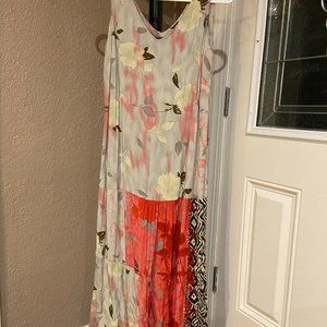 JAM's World Light Gray, Floral Midi Dress - Size M